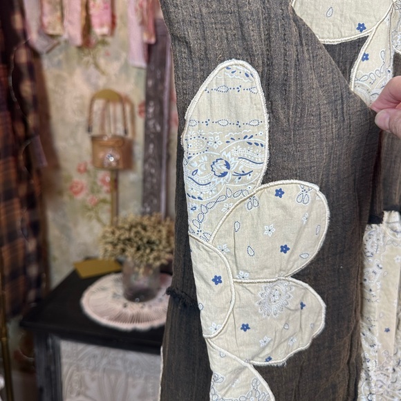 NWT POL Moonshadow oversized duster jacket in black cotton with white floral - Picture 8 of 11